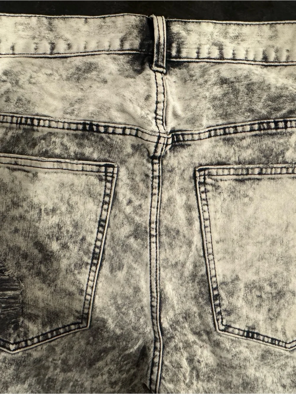 H&M’s Men's Acid Wash Black Denim Shorts - Distressed Style